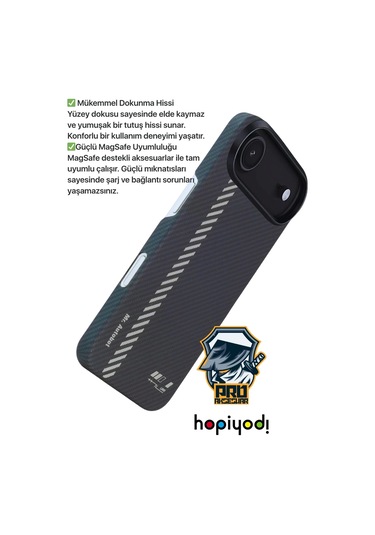 İphone Uyumlu 17 Air Kılıf M-safe Şarj 600d Güçlü Kamera Çerçeveli Pure Kevlar Fiber Turuncu-siyah Hafif İn