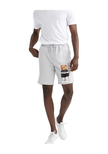 Benroma Baskılı Unisex Şort GRİ