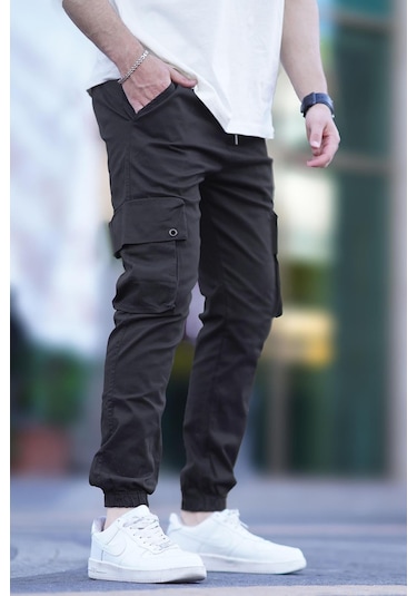 Madmext Siyah Kargo Cep Jogger Pantolon 5647 Siyah