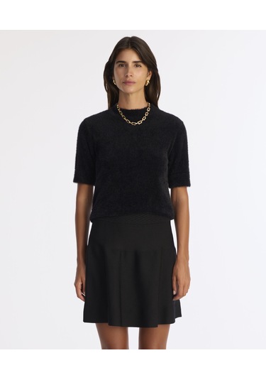 Yargıcı Volanlı Kısa Triko Etek 25kket4014x 001 Siyah
