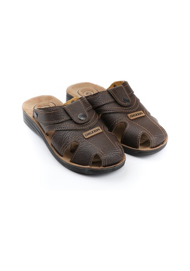 Gezer Yazlık Erkek Çıtçıtlı Ayarlanabilir Terlik-sandalet Kahve
