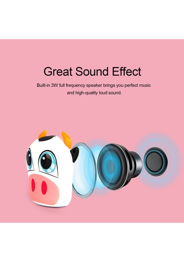 Vkemall A1 Mini Bluetooth Hoparlör, Tws İlişkilendirme, Fotoğraf Şeridi, 400mah Pil, Taşınabilir Müzik Hoparlörü İnek Desenli