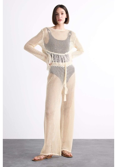 DeFacto Straight Fit Esnek Belli Kroşe Plaj Pantolonu F7460AX25HSER105