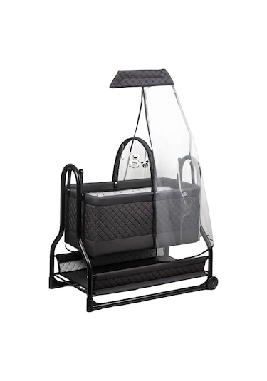 N'pratik Dönenceli Npratik Lüx Bebek Beşiği Nenni Silinebilir Portatif Sallanır Sepet Beşik Hamak Beşik Antrasit