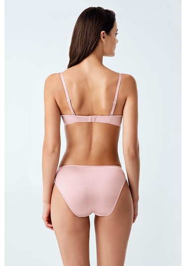 Luw 6118 Pudra Dolgulu Sütyen Külot Dantelli 2Li Takım Pudra