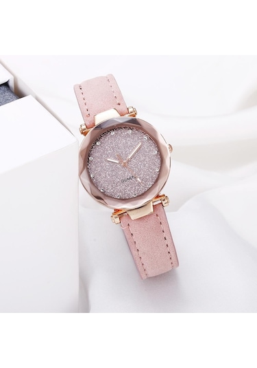 Pembe Moda Yıldızlı Gökyüzü Kızın Kuvars Saatler En Lüks Bayanlar Kol Saatleri Arkadaş, Aile İçin Hediyeler
