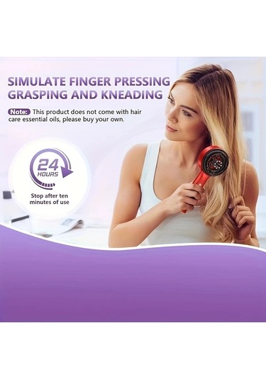 Willowhaven Gri Çok Fonksiyonlu Elektrikli Masaj Tarağı Ayarlanabilir Hızlı Saç Fırçası Uzun Pil Ömrü Gri