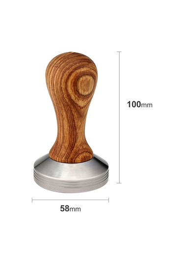 Geeksen Stahl Gövde Kahve Tamperi, 58mm Eğik Taban, Ahşap Saplı, Profesyonel Espresso Sıkıcı, Lezzeti Artırır Çok Renkli