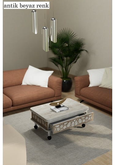 Lisa Desenli Akıllı Sehpa Tekerli Çekmeceli, Sihirli Sehpa