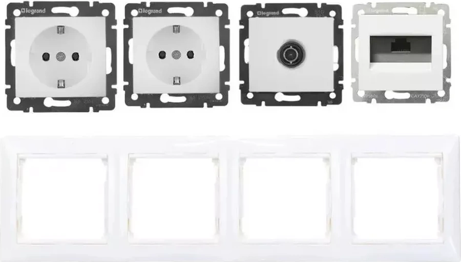 Legrand Priz Takımı - 2 Adet + Tv + İnternet + Çerçeve 4 Sandalye Beyaz 199609734
