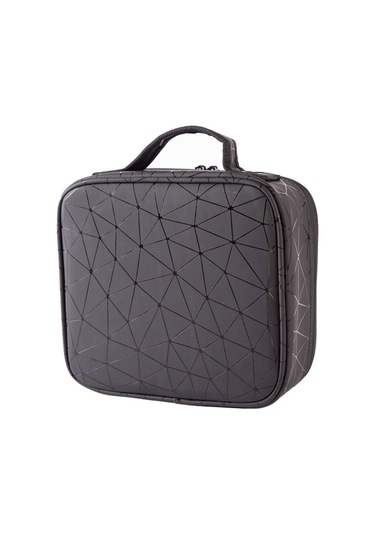 Sones Su Geçirmez Kozmetik Kutusu Bölmeli Kozmetik Çantası Büyük Kapasiteli Eşkenar Dörtgen Pu Kozmetik Saklama Kutusu Siyah