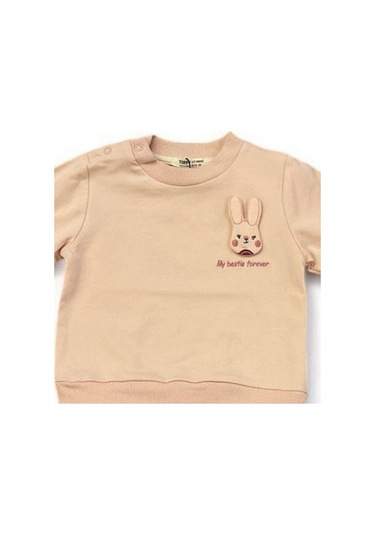 Cantoy Kız Bebek Tavşan Baskılı Sweatshirt-14200 Pudra