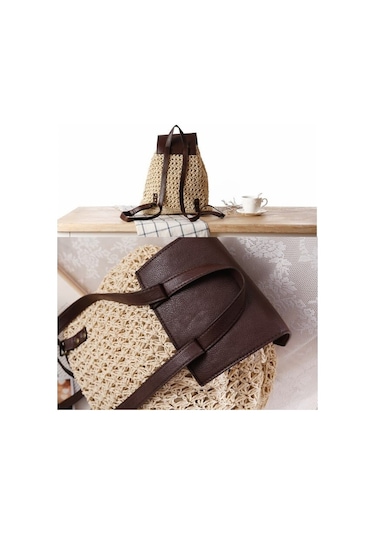 Arion Kağıt İplik Hasır Sırt Çantası Str-1205 Bej