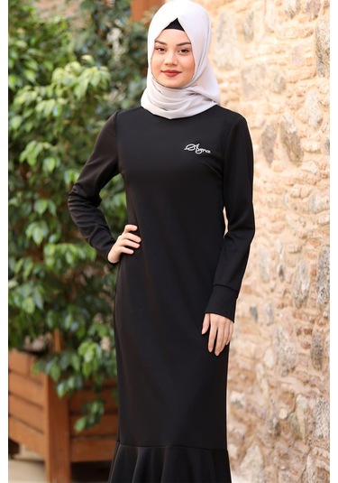 Azra Tesettür Elbise Siyah Siyah