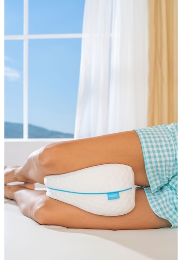 Visco Kalp Model Diz Arası Ortopedik Yastık Bacak Arası Yastık Visco Yastık 25 25 15cm Beyaz