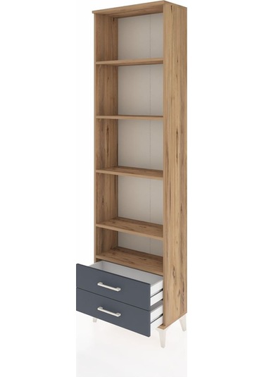 Arges Dolap 5 Raflı 2 Çekmeceli 60x30x221 Çam-antrasit Çam