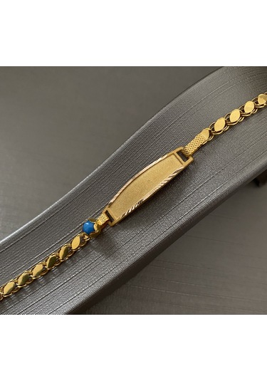 Pullu Altın Çocuk Künyesi Sarı Altın