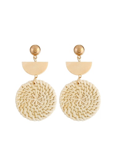 E2002-13 Semi-circular+large Circle Bamboo Vine Handmade Woven Earrings Bosomia Style Earrings Gümüş