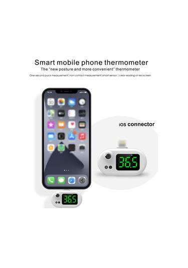 Tenfowee Usb Termometre K8 - Ev Kullanıma Uygun, Portatif, Hızlı Ölçüm 32-42 C , İos Arayüzlü Beyaz Isı Ölçer