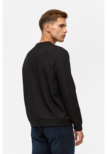 Süvari Siyah Regular Düz Bisiklet Yaka Sweatshirt-38793 Siyah