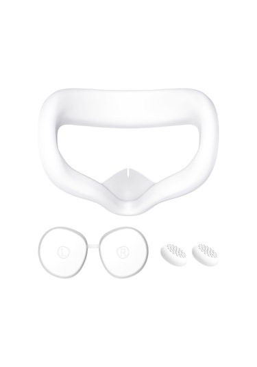 Vr Silikon Göz Maskesi + Lens Koruyucu Kapak + Joystick Şapkası, Meta Quest 2 İçin Beyaz