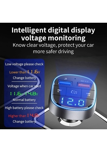 Artfulabode Verici Sones Siyah Şarj Qc3.0 Mp3 Hızlı Fm Çalar Bluetooth Araba Araba Dl