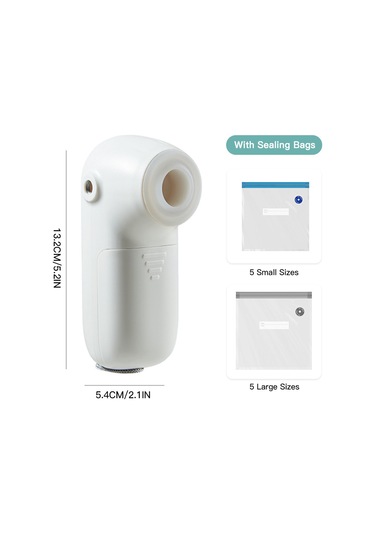 Yaozixa El Zk001 El Tipi Vakum Ve Hava Pompa - Yiyecek Muhafaza & Balon, Top Şişirme - 5 Büyük +5 Küçük Poşetli Kablosuz, 3000mah