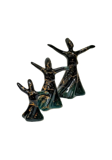 3'lü Çini Semazen Biblo Seti Mermer Semazen Set