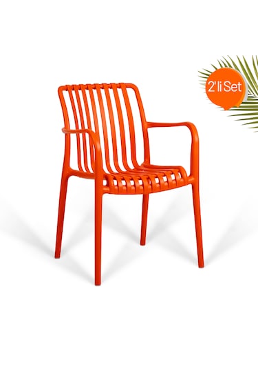 Paris Lüks Kafe Sandalyesi 2'li Set Turuncu