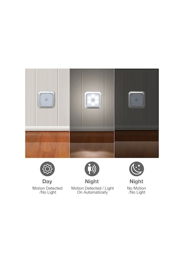 Cbtx Kare İnsan Kızılötesi Sensör Işığı Gece Lambası - Gümüş / Sıcak Işık Diğer