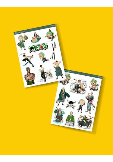 Roronoa Zoro - One Piece 2li Sticker Etiket Seti Anime Çıkartmaları