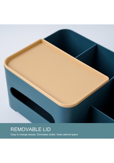 Dofolink Büyük Kapasiteli Gri-beyaz Dikdörtgen Masaüstü Organizer - 5 Bölmeli Mendil Ve Küçük Eşya Saklama Kutusu Beyaz