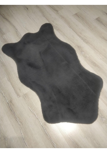 Yamalıhome Süet Taban Tavşan Peluş Halı Antrasit Post 80 x 150 Cm