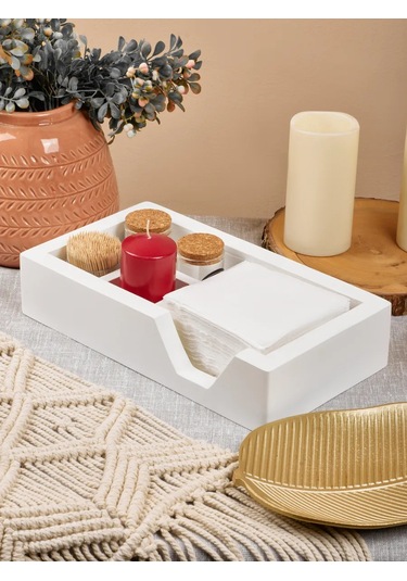 Oktaur Büyük Ahşap Masa Peçetelik 451687092 Beyaz