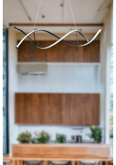 Lumora Modern Tasarım Siyah Renk Beyaz Ledli Cafe - Mutfak - Salon 2 Li Led Avize Siyah