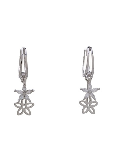 Çiçek Model-2 925 Ayar Gümüş Zirkon Taşlı Kadın Küpe Gümüş