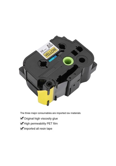 Moveevo 36mm Sarı Arka Plan Siyah Yazı Lamine Etiket Bandı, Brother Pt-9700pc/pt-9800pcn/pt-3600/pt-9500pc/pt-9200/pt-9600 İçin Uyumlu, Dayanıklı Pet Malzeme, Net Baskı 1 Adet