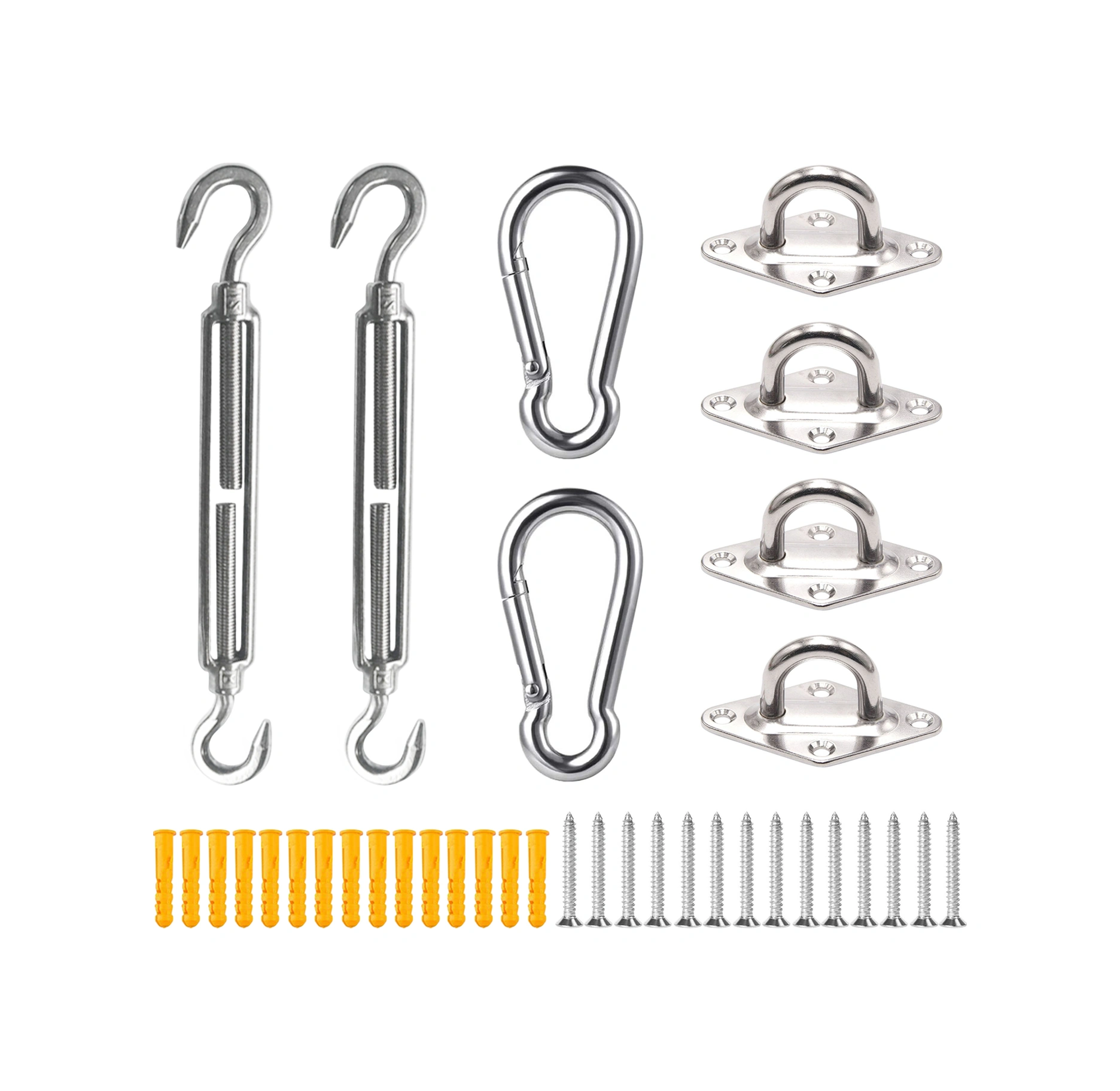 Yuntech01 304 Paslanmaz Çelik 5mm Zımba Seti - Gölge Yelkeni, Lambader Takımı Asma Aksesuarı - Dış Mekan Kullanıma Uygun, Gerilim Ayarlı Gümüş