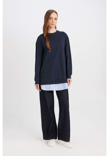Defacto Bisiklet Yaka Etek Ucu Detaylı Basic Düz Sweatshirt Lacivert Tunik A9529AX24AUNV248 Lacivert Defacto Bisiklet Yaka Etek Ucu Detaylı Basic Düz Sweatshirt Lacivert Tunik A9529AX24AUNV248 Lacivert