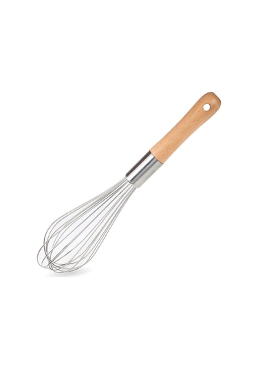 Pişirme Ve Fırınlama İçin Ahşap Saplı 18 Cm Uzunluğunda Paslanmaz Çelik Çırpma Teli B