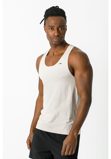 Maraton Active Ekstra Slim Erkek Atlet Yaka Kolsuz Training Taş Rengi Atlet 824011-Taş Rengi
