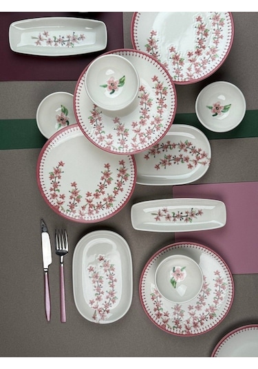 Tabak Evi Bahar Dalı Tuval Kahvaltı Takımı 6 Kişilik 14 Parça Tvl14kahprs1155 Çok Renkli