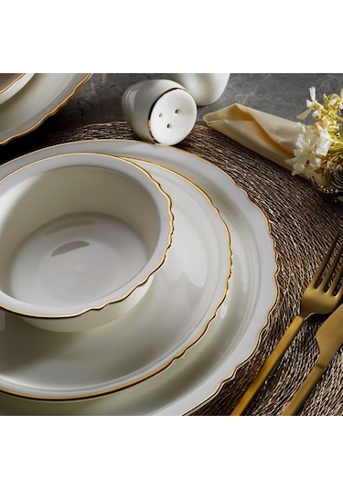 Massimo Rumi Gold 60 Parça Yemek Takımı Beyaz