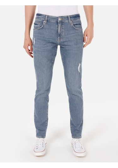 Colins 041 Danny Dar Kesim Düşük Bel Dar Paça Mavi Jean Erkek Pantolon Cl1070538 Denim