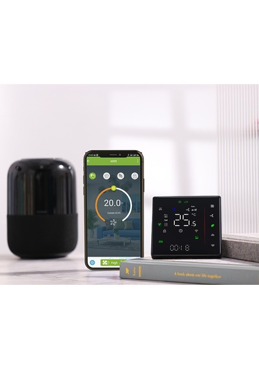 Padalink Bac-006-ew Dört Borulu Klima Termostati, Beyaz Dokunmatik Ekran, Üç Hızlı Fan Ve İki Tel Elektrikli Valf Kontrolü