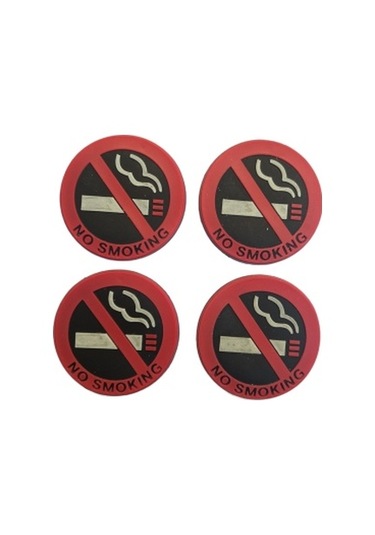 4 Adet Fosforlu 5 Cm Yuvarlak  Ufak Sigara Içilmez Uyarı Etiketi