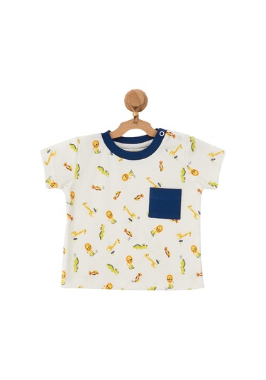 Andywawa Erkek Bebek Timsah Motifli Ekru Alt Üst Takım Ac22523 001