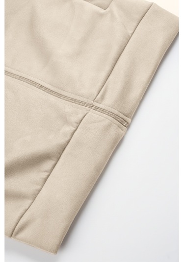 Deepsea Erkek Bej Dar Kesim Likralı Fermuarlı Süet Ceket Mevsimlik İnce Premium Mont 2504334 Bej