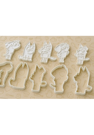 Bluey Temalı Kurabiye Kalıbı Seti - Sevimli Karakter Şekilli Kurabiye Fondan Kalıpları Beyaz