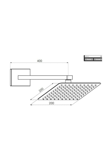 Gpd Ankastre Duş Başlığı Kare Slim  Metal 20x20 Cm Siyah Ads27-s Siyah